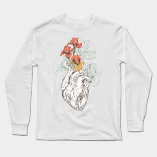 Human heart with flowers Long Sleeve T-Shirt